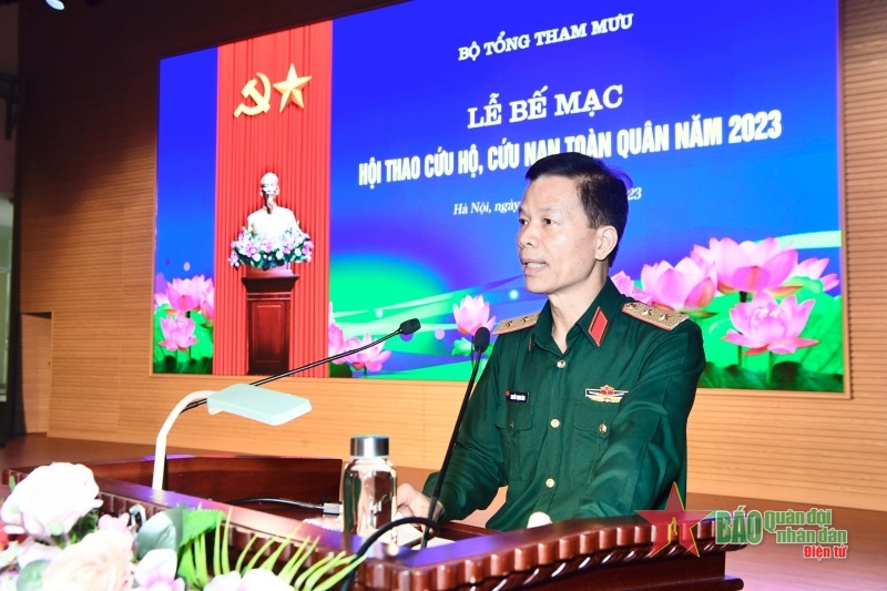  Trung tướng Nguyễn Trọng Bình phát biểu tại lễ bế mạc. Ảnh: Thái Hưng