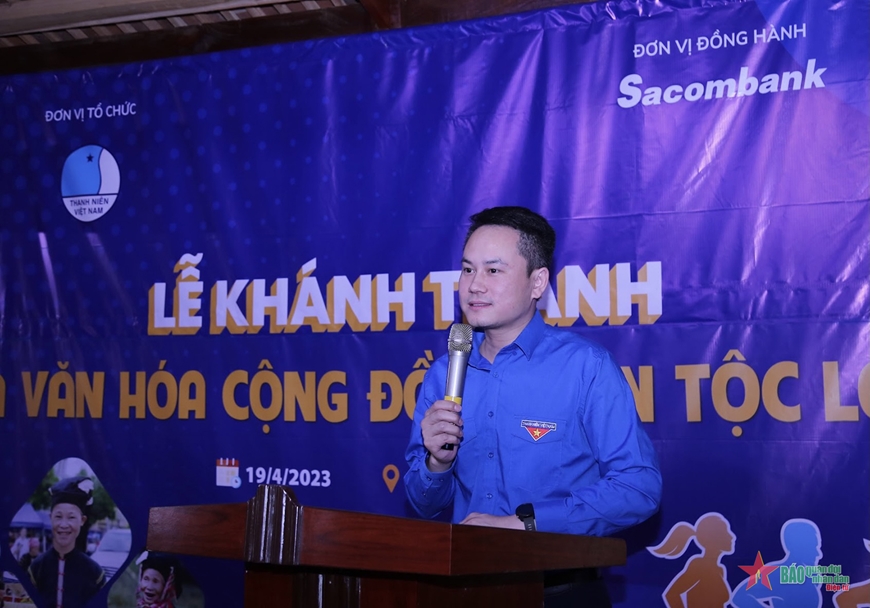 Phó chủ tịch Trung ương Hội Liên hiệp Thanh niên Việt Nam Nguyễn Kim Quy phát biểu tại lễ khánh thành. 