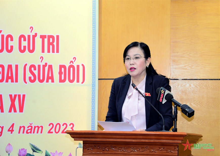  Đồng chí Nguyễn Thanh Hải phát biểu tiếp thu, phúc đáp trước các ý kiến của cử tri tại hội nghị.