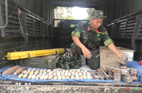 Bộ CHQS tỉnh Bình Thuận xử lý an toàn hầm đạn pháo sót lại sau chiến tranh