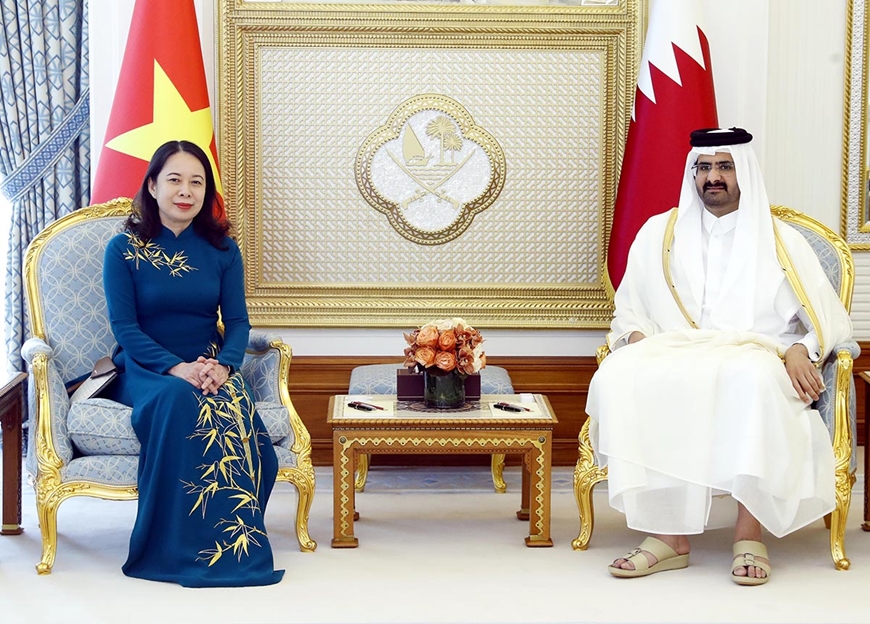   
Phó chủ tịch nước Võ Thị Ánh Xuân và Phó quốc vương Qatar Sheikh Abdullah Bin Hamad Al Thani tại buổi hội đàm.