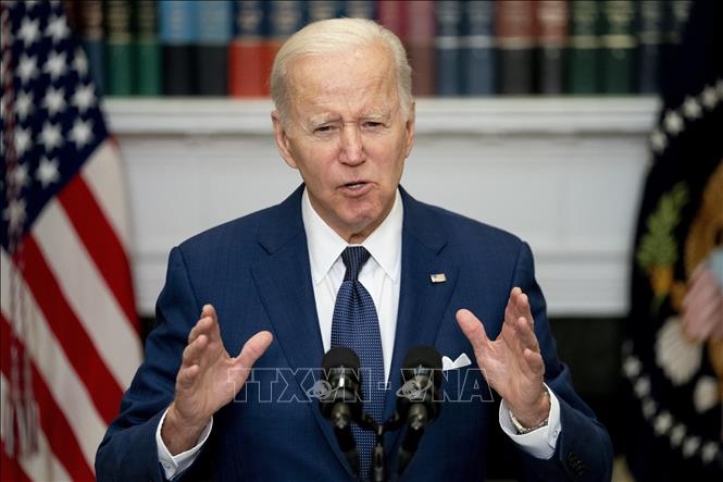 Tổng thống Mỹ Joe Biden phát biểu tại Nhà Trắng ở Washington, DC. Ảnh: AFP/TTXVN 