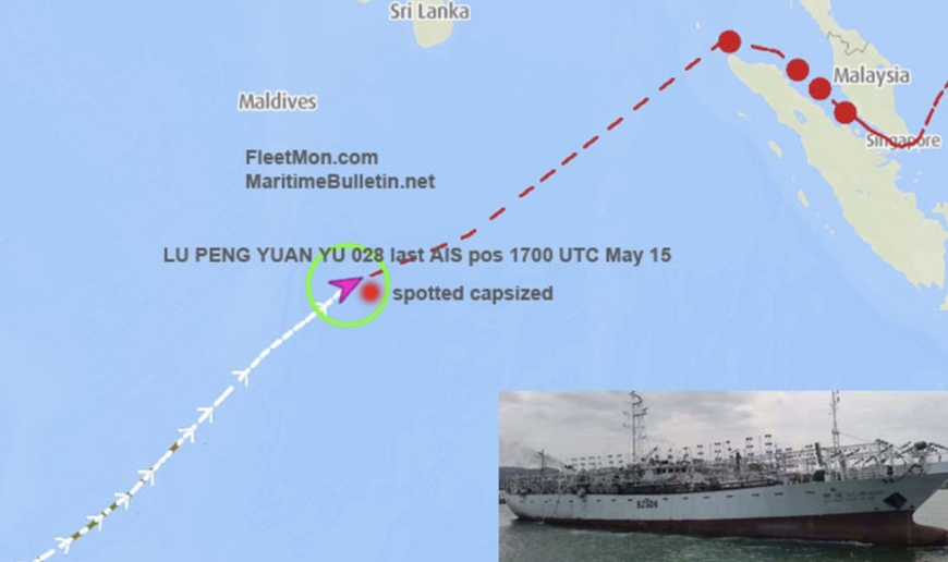 Vị trí tàu gặp nạn. Ảnh: Maritime Bulletine 