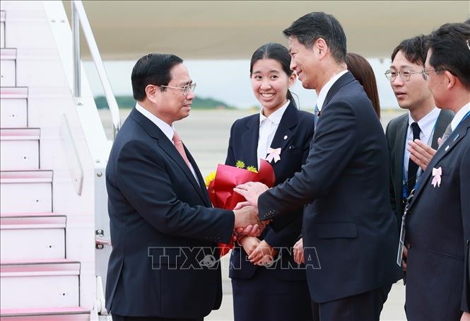 Lễ đón Thủ tướng Chính phủ Phạm Minh Chính tại Hiroshima. 