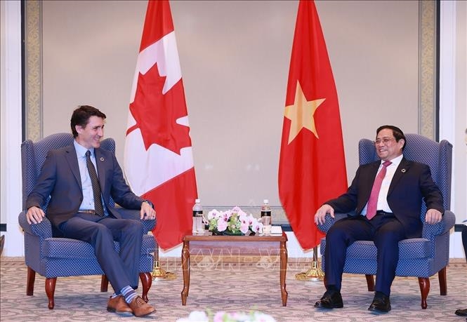 Thủ tướng Phạm Minh Chính hội kiến Thủ tướng Canada Justin Trudeau. 