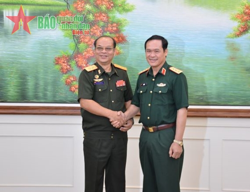 Thượng tướng Vũ Hải Sản tiếp Chủ nhiệm Tổng cục Hậu cần Quân đội nhân dân Lào
