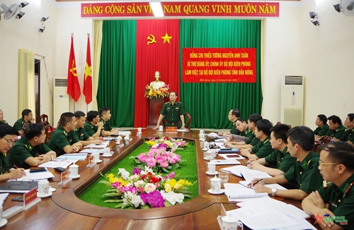 Thiếu tướng Nguyễn Anh Tuấn, Bí thư Đảng ủy, Chính ủy Bộ đội Biên phòng làm việc tại Bộ đội Biên phòng tỉnh Đắk Nông