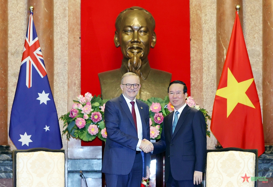 Chủ tịch nước Võ Văn Thưởng và Thủ tướng Australia Anthony Albanese. 