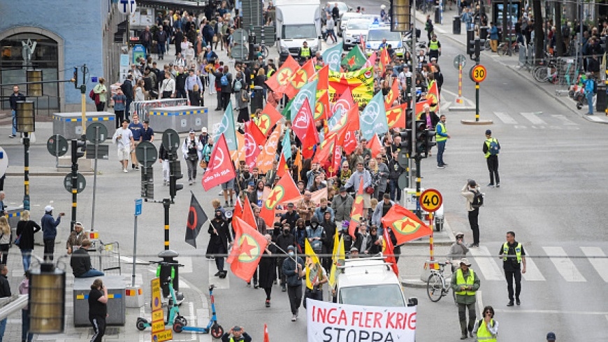 Biểu tình chống NATO lại nổ ra ở Thụy Điển. Ảnh: Getty Images 