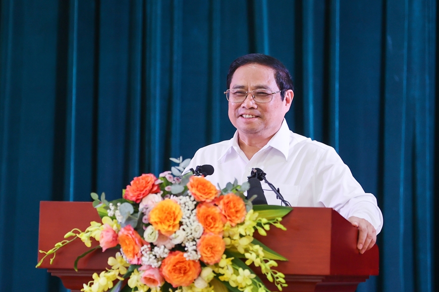 Thủ tướng Chính phủ Phạm Minh Chính phát biểu tại chương trình làm việc. Ảnh: NHẬT BẮC 