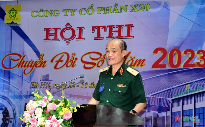  Thiếu tướng Nguyễn Hùng Thắng, Phó chủ nhiệm, Tham mưu trưởng Tổng cục Hậu cần phát biểu chỉ đạo hội thi.