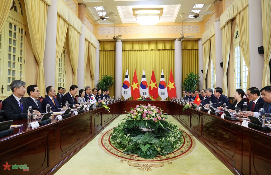 Quang cảnh cuộc hội đàm. Ảnh: TUẤN HUY 