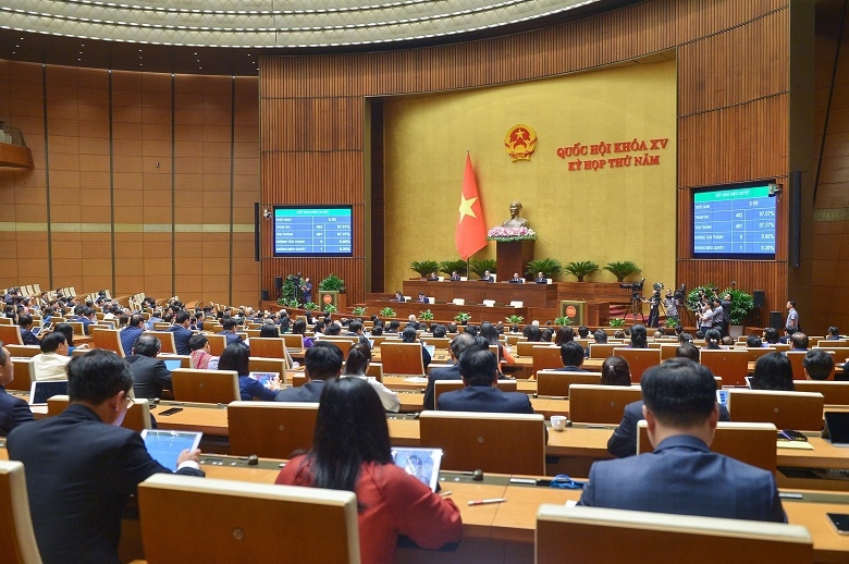 Quốc hội thông qua Nghị quyết Kỳ họp thứ năm, Quốc hội khóa XV với đa số đại biểu tán thành.