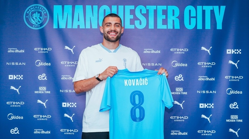 Mateo Kovacic khoác áo số 8 tại Man City. Ảnh: Man City 