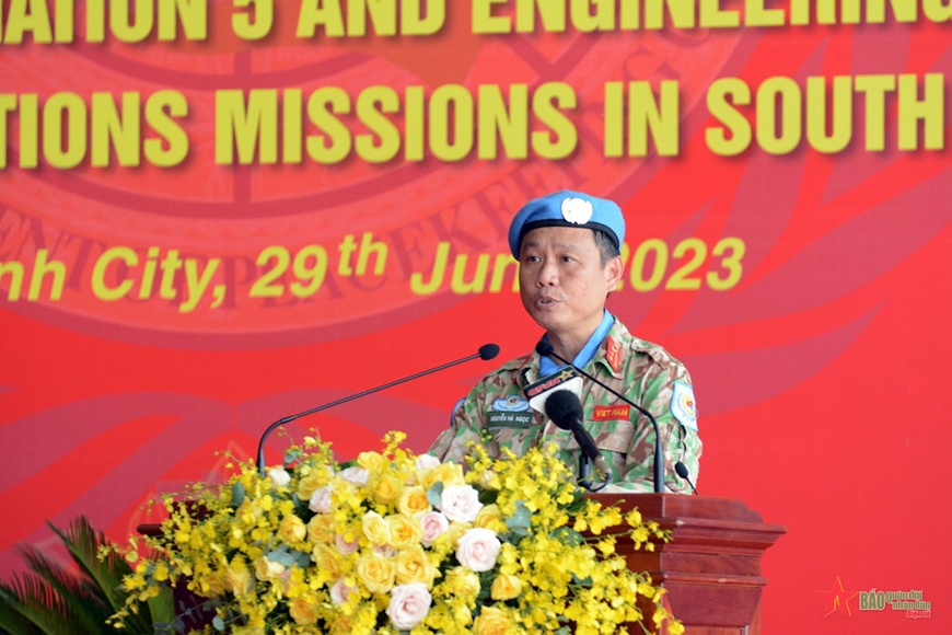  Trung tá Nguyễn Hà Ngọc, Giám đốc BVDC2.5 phát biểu hứa quyết tâm.