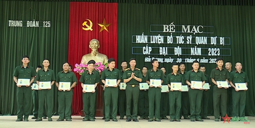 Bộ CHQS tỉnh Hải Dương bế mạc huấn luyện bổ túc sĩ quan dự bị cấp đại đội năm 2023