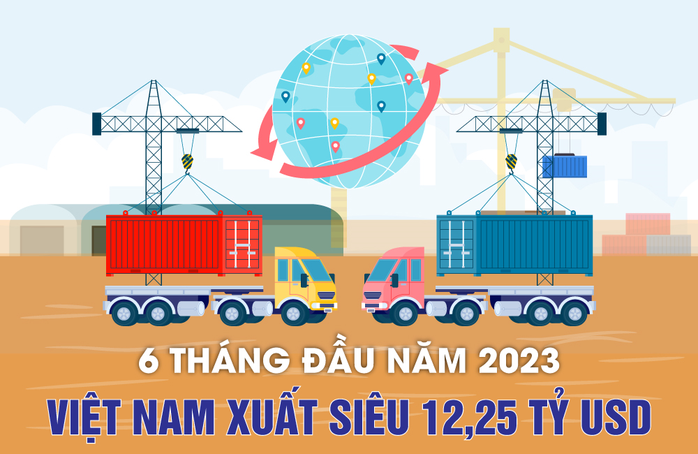6 tháng đầu năm 2023, Việt Nam xuất siêu 12,25 tỷ USD