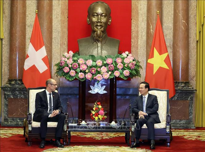 Chủ tịch nước Võ Văn Thưởng tiếp Chủ tịch Hội đồng Quốc gia Thụy Sĩ