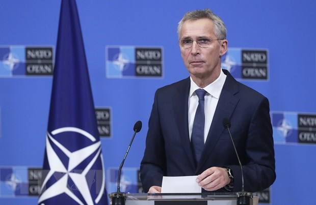 Tổng Thư ký NATO Jens Stoltenberg tại cuộc họp báo ở Brussels, Bỉ. Ảnh: TTXVN 