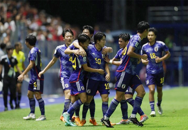 Gaku Nawata đóng góp cú đúp vào chiến thắng của U17 Nhật Bản tại chung kết giải U17 châu Á 2023. Ảnh: Twitter Rio  