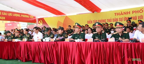 Trung tướng Nguyễn Trọng Bình chỉ đạo TP Hải Phòng diễn tập phòng thủ dân sự ứng phó với siêu bão
