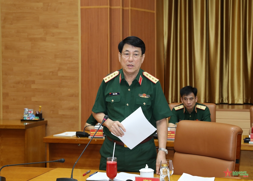  Đại tướng Lương Cường phát biểu tại hội nghị. 
