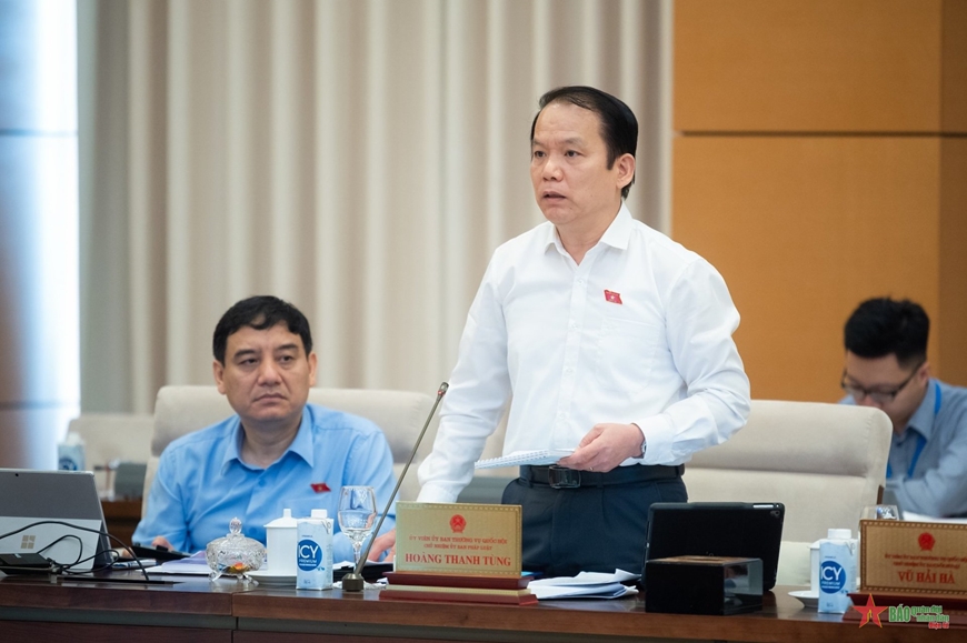 Chủ nhiệm Ủy ban Pháp luật Hoàng Thanh Tùng phát biểu. 