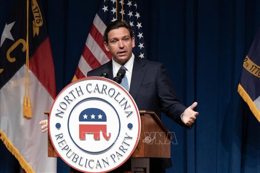   Thống đốc bang Florida Ron DeSantis phát biểu tại Greensboro, Bắc Carolina, Mỹ, ngày 9-6-2023.