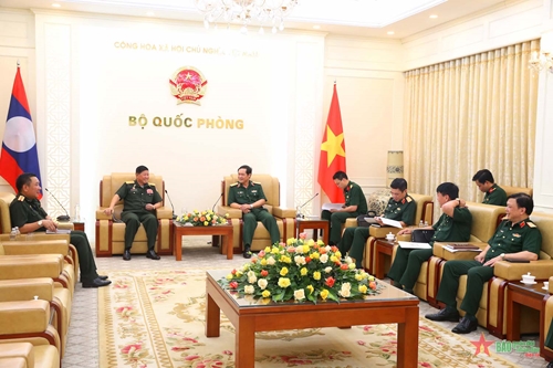 Thượng tướng Vũ Hải Sản tiếp Thứ trưởng Bộ Quốc phòng Lào