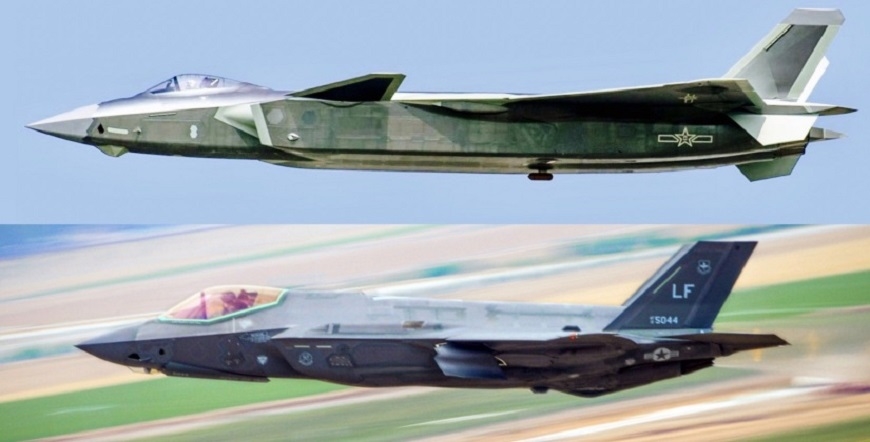Trong khi F-35 (bên dưới) là máy bay chiến đấu một động cơ nhẹ hơn được thiết kế chủ yếu cho vai trò không đối đất thì J-20 (phía trên) là máy bay chiến đấu hai động cơ rất phù hợp với tác chiến không đối không. Ảnh: Military Leak 