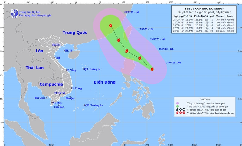 Đường đi của bão DOKSURI.