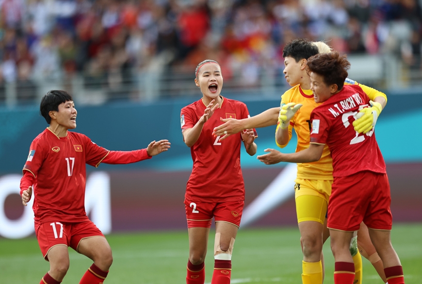 Đội tuyển nữ Việt Nam thể hiện tinh thần thi đấu quả cảm tại World Cup nữ 2023. Ảnh: VFF 