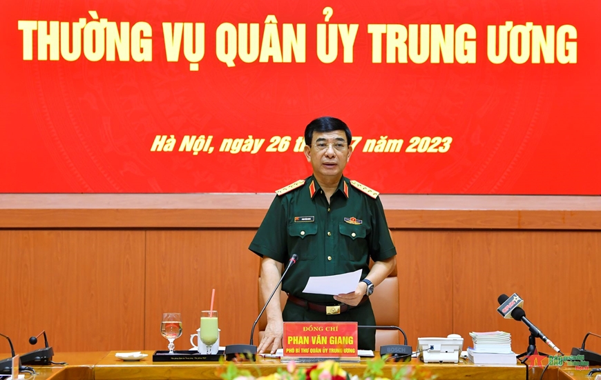 Đại tướng Phan Văn Giang phát biểu tại hội nghị.