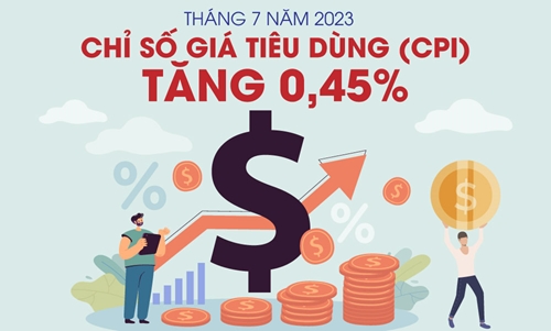 Chỉ số giá tiêu dùng (CPI) tháng 7 năm 2023 tăng 0,45%