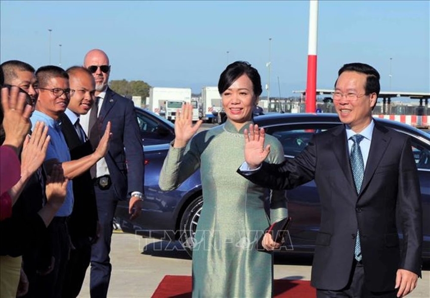 Lễ tiễn Chủ tịch nước Võ Văn Thưởng và Phu nhân tại sân bay quốc tế Fiumicino, Italy.