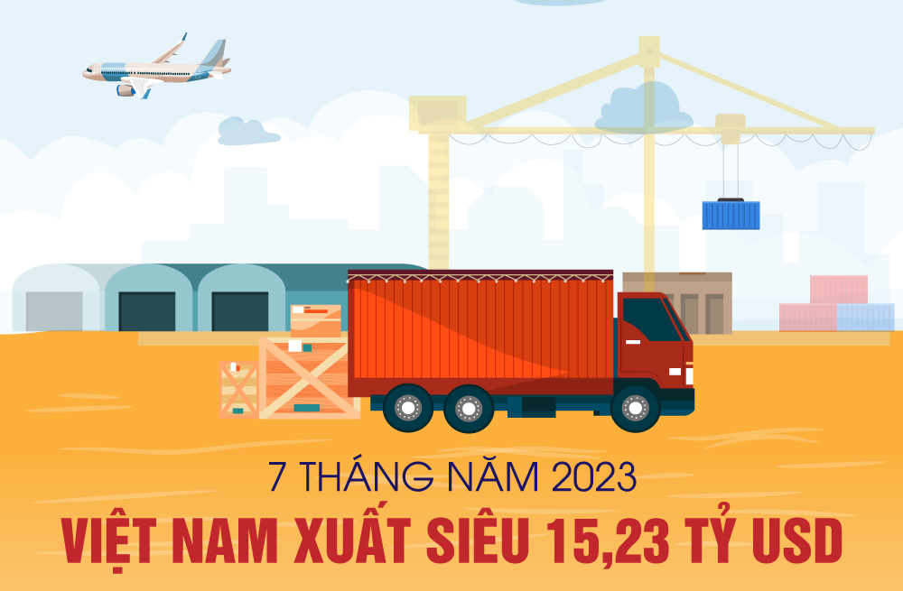 Xuất siêu Việt Nam 7 tháng năm 2023 ra sao?