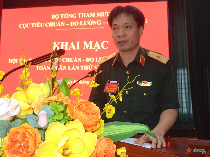  Thiếu tướng Nguyễn Mạnh Hùng phát biểu tại lễ khai mạc.