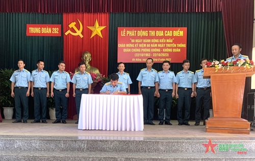 Trung đoàn 282 phát động thi đua cao điểm chào mừng kỷ niệm 60 năm Ngày truyền thống Quân chủng Phòng không-Không quân 
