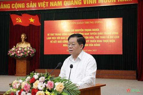 Đồng chí Nguyễn Trọng Nghĩa làm việc với Ban cán sự Đảng, Bộ Văn hóa, Thể thao và Du lịch