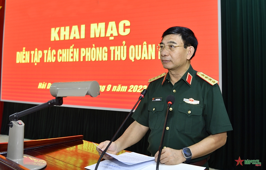 Đại tướng Phan Văn Giang dự và chỉ đạo khai mạc diễn tập tác chiến phòng thủ Quân khu 3