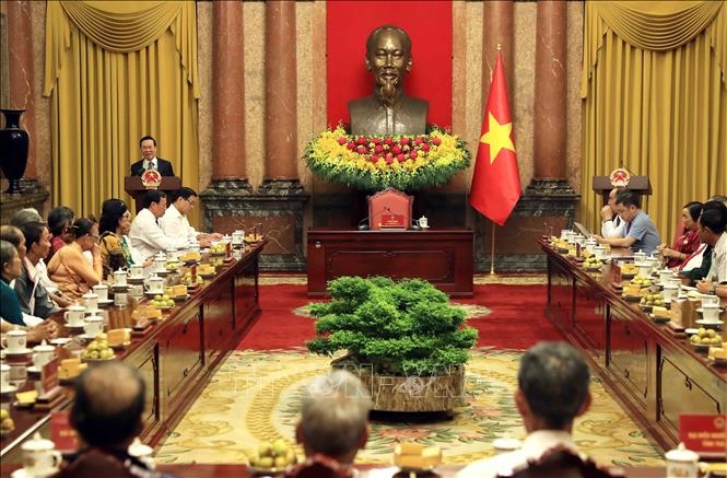 Chủ tịch nước Võ Văn Thưởng tiếp Đoàn người có công tỉnh Trà Vinh