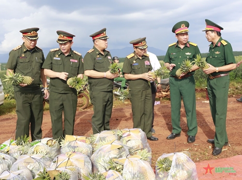 Đoàn công tác Tổng cục Chính trị Quân đội nhân dân Lào tham quan, tìm hiểu thực tế tại Công ty 715 (Binh đoàn 15)

