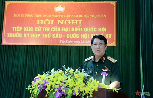 Đại tướng Lương Cường tiếp xúc cử tri huyện Thọ Xuân, tỉnh Thanh Hóa