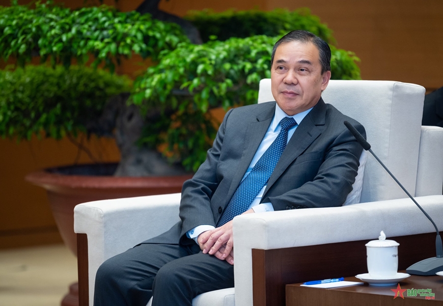 Chủ tịch Quốc hội Vương Đình Huệ tiếp Đại sứ Lào Sengphet Houngboungnuang