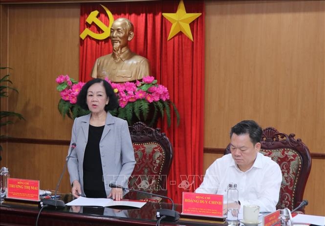 Thường trực Ban Bí thư Trương Thị Mai làm việc với Ban Thường vụ Tỉnh ủy Bắc Kạn