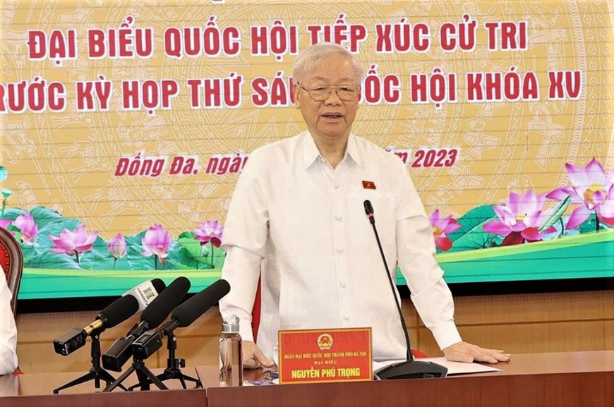 Tổng Bí thư Nguyễn Phú Trọng tiếp xúc cử tri Hà Nội trước Kỳ họp thứ sáu, Quốc hội khóa XV