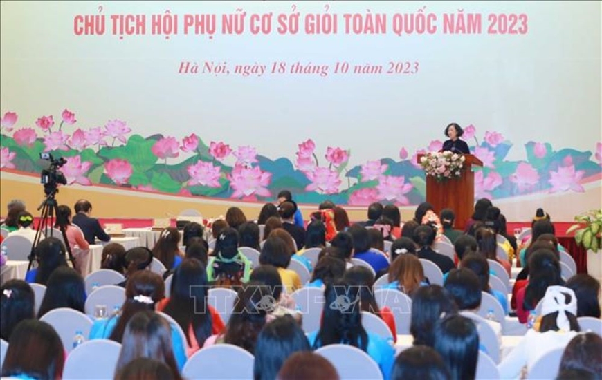 Thường trực Ban Bí thư Trương Thị Mai gặp mặt các Chủ tịch Hội Phụ nữ cơ sở tiêu biểu toàn quốc