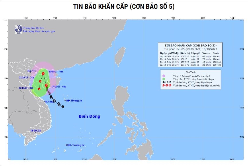 Thời tiết hôm nay, ngày 19-10: Bão số 5 có khả năng mạnh thêm