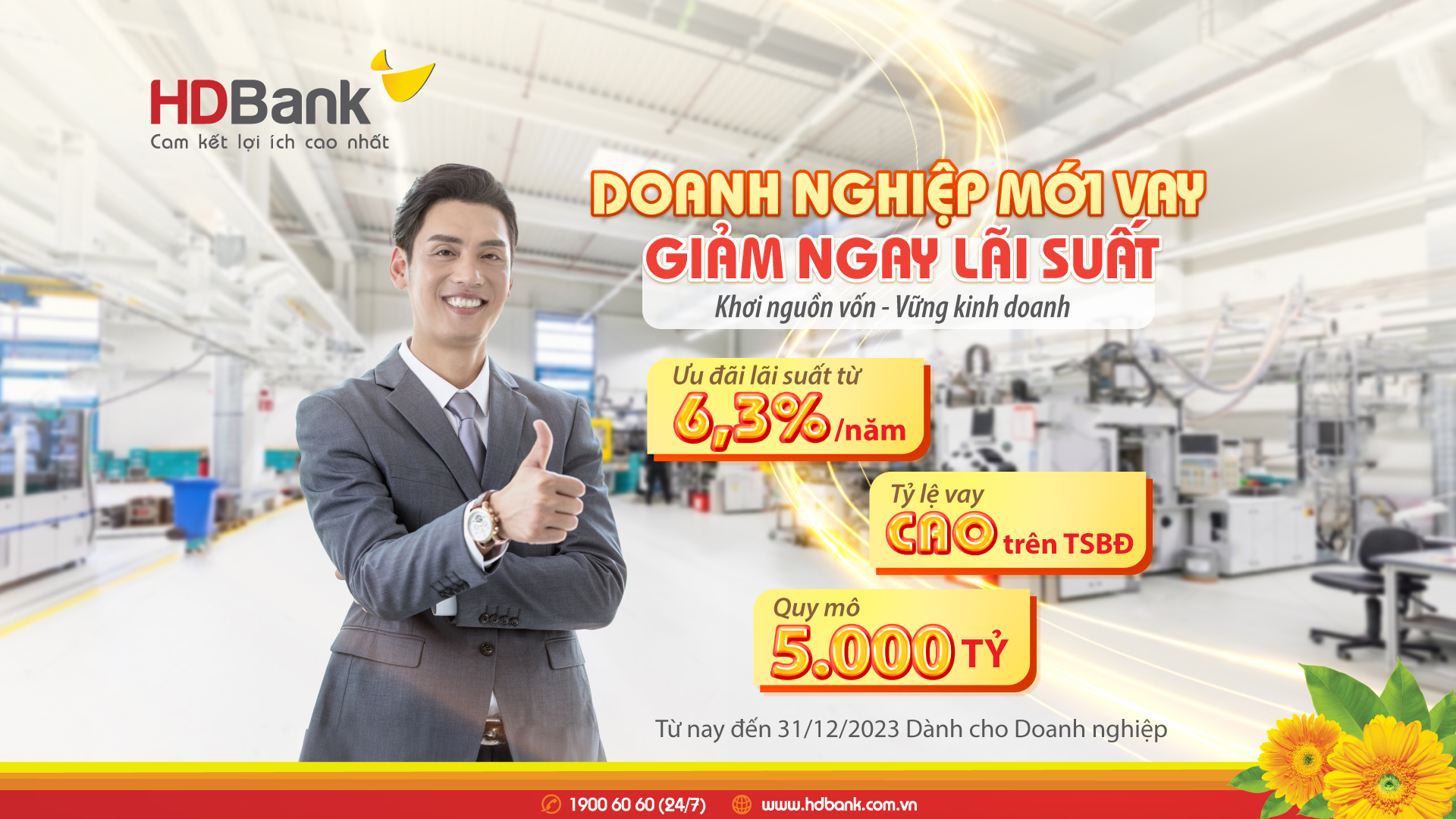 HDBank ưu đãi khách hàng doanh nghiệp mới vay