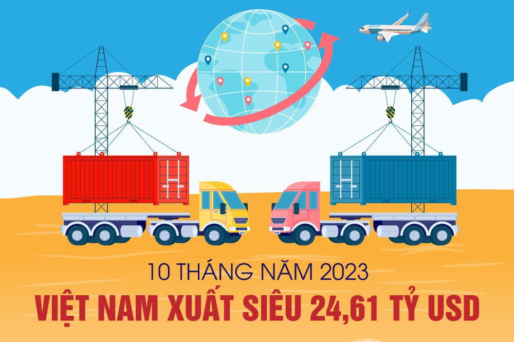 Việt Nam xuất siêu gần 25 tỷ USD trong 10 tháng của năm 2023
